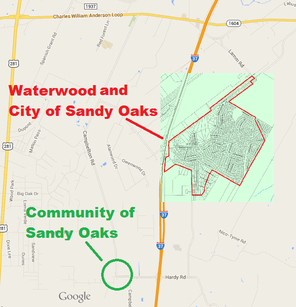 Map of Sandy Oaks Texas 4